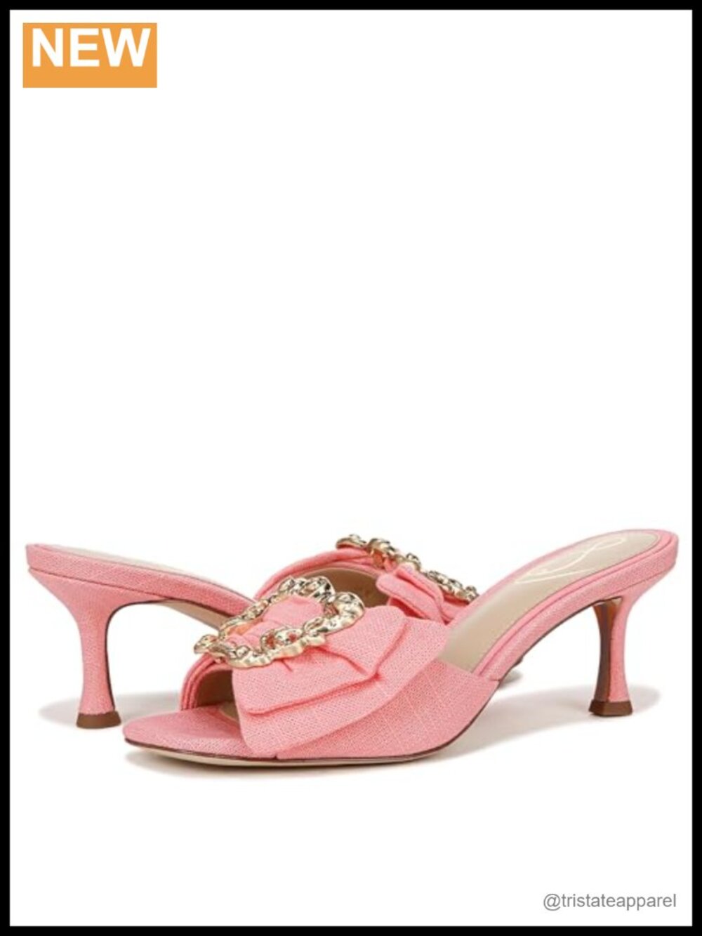Petal Bow Buckle Slip-On Heeled Sandals